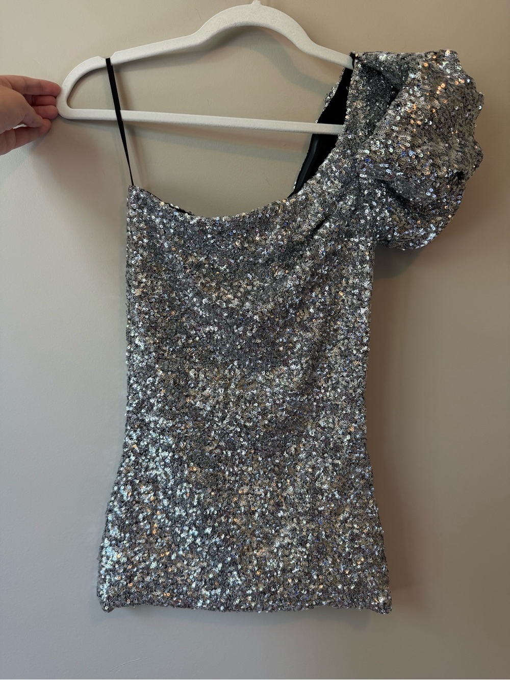 Isabel Marant Silver Sequin One Shoulder Top | FR 36 / US XS-S | Good Cond